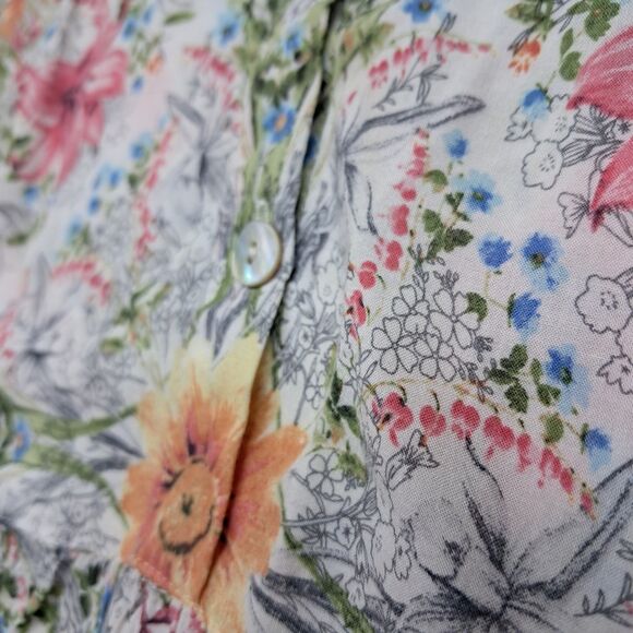 J. Jill Top Women's Small White Floral Peplum Mother Of Pearl‎ Buttons Rayon - Picture 7 of 12